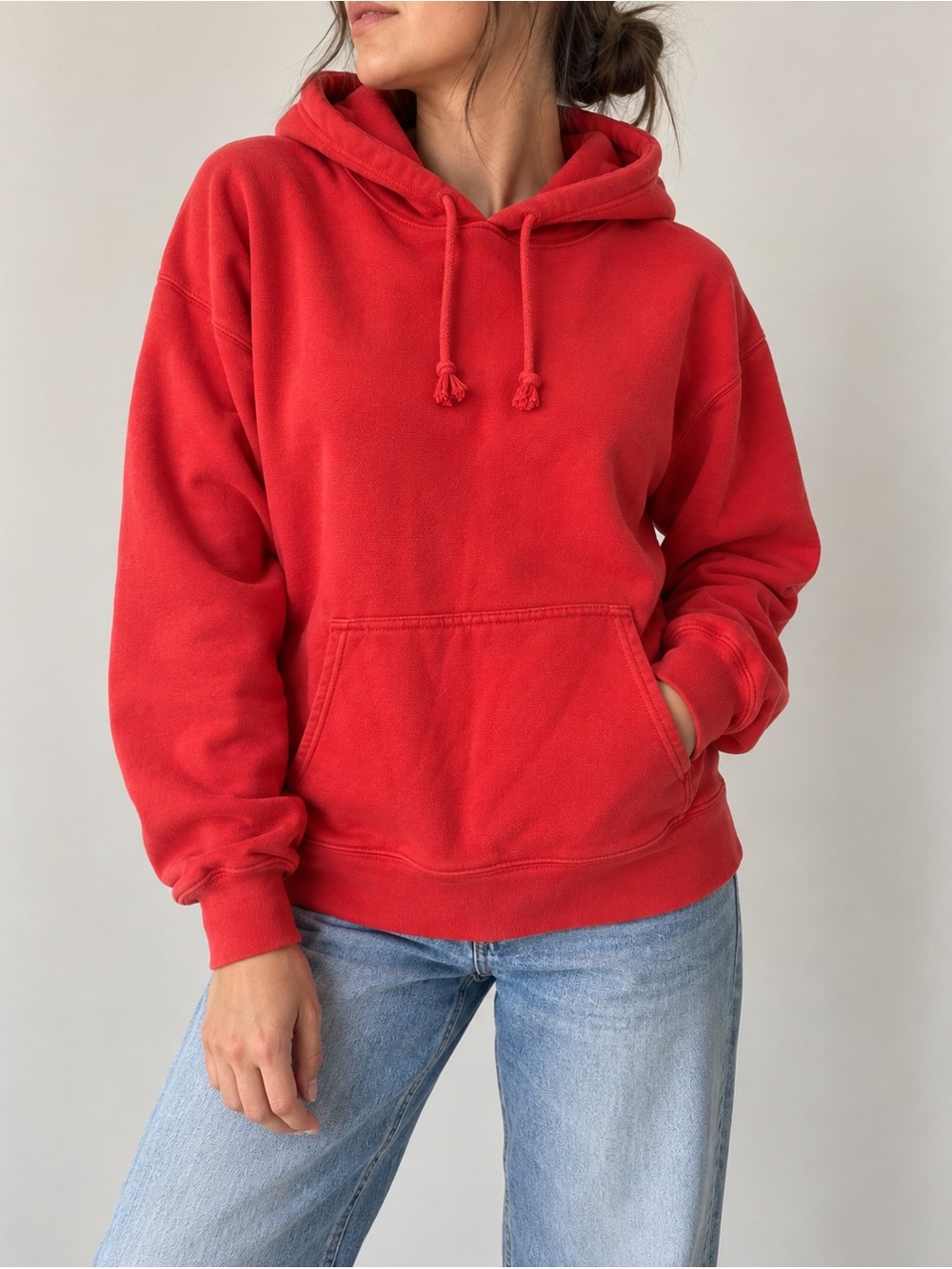 TNA Aritzia AiryAF Fleece Red Pullover Hoodie Size 2 M/L
